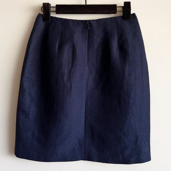 Daniel & Rebecca Navy Blue Linen/Rayon Straight Skirt, size 4 - Picture 2 of 4